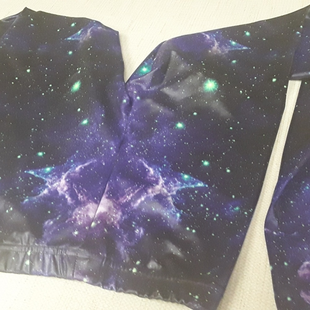 Space leggings Boho athletic rave Sz M BamBam NWOT